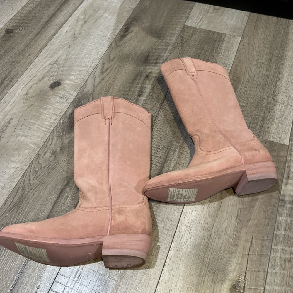 Frye Pink Suede Cowboy Boots - Picture 4 of 10